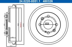 ATE Tambur Frana 24.0220-0051.1 Mazda 2 (24.0220-0051.1)