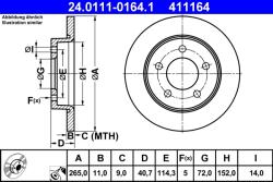 ATE Disc Frana 24.0111-0164.1 Mazda 3