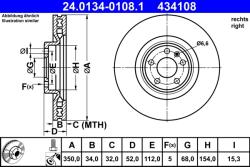 ATE Disc Frana 24.0134-0108.1 Porsche Macan (24.0134-0108.1)
