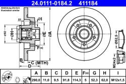 ATE Disc Frana 24.0111-0184.2 Renault Scénic Iii