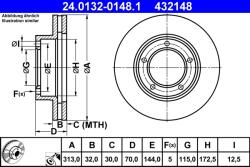 ATE Disc Frana 24.0132-0148.1 Lexus Lx Toyota Land Cruiser/Land Cruiser 100