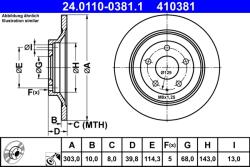 ATE Disc Frana 24.0110-0381.1 Mazda Cx-30/Cx-5/Mx-30