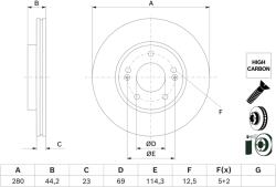 Bosch Disc Frana 0986479F36 Hyundai Creta/Elantra V/Elantra Vi/Kona/Veloster/I30