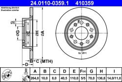 ATE Disc Frana 24.0110-0359.1 Alfa Romeo Giulietta