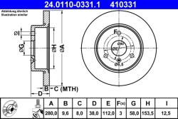 ATE Disc Frana 24.0110-0331.1 Smart Cabrio/City-Coupe/Crossblade/Fortwo/Roadster (24.0110-0331.1)