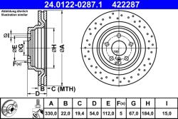 ATE Disc Frana 24.0122-0287.1 Mercedes-Benz M-Class
