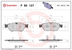 BREMBO Set Placute Frana, Frana Disc P85127 Audi A6 C7/A7/A8 D4 Audi (Faw) A6L C7