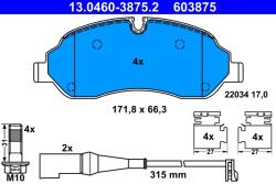 ATE Set Placute Frana, Frana Disc 13.0460-3875.2 Ford Tourneo Custom V362