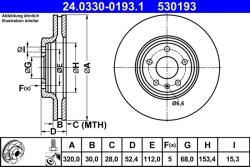 ATE Disc Frana 24.0330-0193.1 Audi A4 B8/A5/Q5 (24.0330-0193.1)
