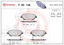 BREMBO Set Placute Frana, Frana Disc P83148 Toyota Avensis/Verso (P83148)
