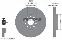 TEXTAR Disc Frana 92120505 Audi A1/A3/A3 Allstreet/Q2/Q3/Tt Audi (Faw) A3/A3L/Q2L/Q3 (92120505)