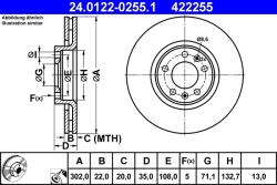 ATE Disc Frana 24.0122-0255.1 Citroën C6 (24.0122-0255.1)