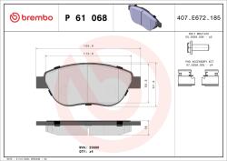 BREMBO Set Placute Frana, Frana Disc P61068 Citroën Berlingo / Berlingo First/C3 I/C4 (P61068)