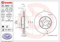 BREMBO Disc Frana 09. A905.11 Ford C-Max/C-Max Ii/Focus Iii Ford (Changan) Focus (09.A905.11)