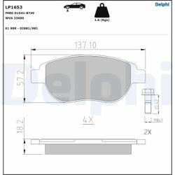 DELPHI Set Placute Frana, Frana Disc Lp1653 Citroën Berlingo / Berlingo First/C3 I/C4
