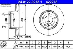 ATE Disc Frana 24.0122-0278.1 Bmw 1/3/3 Gran Turismo/4/4 Gran