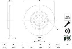 Bosch Disc Frana 0986479F03 Opel Insignia B/Insignia B Country/Insignia B Grand Sport (0986479F03)