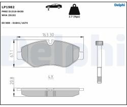 DELPHI Set Placute Frana, Frana Disc Lp1982 Mercedes-Benz Eqv/Marco Polo/Sprinter 3, 5-T