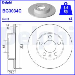 DELPHI Disc Frana Bg3034C Audi A1/A1 Allstreet/A1 City Carver/A2/A3/Tt Seat Arona/Leon