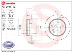BREMBO Disc Frana 08.4738. 14 Lifan 320/330 Mercedes-Benz 124/124 T-Model/190/E-Class