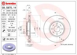 BREMBO Disc Frana 09.5870. 11 Alfa Romeo 155 Fiat Albea/Barchetta/Brava/Bravo I/Doblo