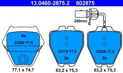 ATE Set Placute Frana, Frana Disc 13.0460-2875.2 Audi A4 B5/A6 C5/Allroad C5 (13.0460-2875.2)