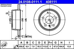 ATE Disc Frana 24.0108-0111.1 Mercedes-Benz A-Class/Vaneo