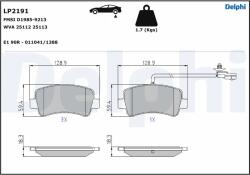 DELPHI Set Placute Frana, Frana Disc Lp2191 Nissan Interstar/Nv400 Opel Movano B