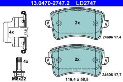 ATE Set Placute Frana, Frana Disc 13.0470-2747.2 Audi A4 B8/A5/Q5