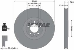 TEXTAR Disc Frana 92268203 Peugeot Rcz