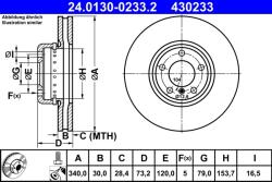 ATE Disc Frana 24.0130-0233.2 Bmw 1/2/3/3 Gran Turismo/3 Touring/4/4 Gran