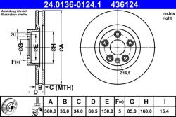 ATE Disc Frana 24.0136-0124.1 Porsche Cayenne Vw Touareg (24.0136-0124.1)