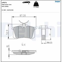 DELPHI Set Placute Frana, Frana Disc Lp571 Audi A4 B5/A4 B6/A4 B7/A6 C4/A6 C5 Mg Mg 350