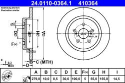 ATE Disc Frana 24.0110-0364.1 Lexus Ct Toyota Urban Cruiser
