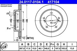 ATE Disc Frana 24.0117-0104.1 Suzuki Jimny Autoturism De Teren, /Vitara