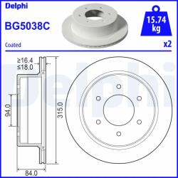 DELPHI Disc Frana Bg5038C Mitsubishi Pajero Sport Ii (BG5038C)