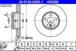 ATE Disc Frana 24.0130-0200.1 Bmw X5/X6