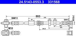 ATE Furtun Frana 24.5143-0553.3 Audi A1 Seat Ibiza Iv Vw Polo/Polo V/Polo Vivo (24.5143-0553.3)