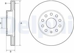 DELPHI Disc Frana Bg4701C Audi A3 Seat Leon Skoda Octavia Iii Vw Golf Alltrack Vii