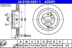 ATE Disc Frana 24.0120-0201.1 Land Rover Discovery Iv/Range Rover Sport I
