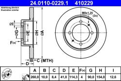 ATE Disc Frana 24.0110-0229.1 Mitsubishi Carisma/Lancer V/Space Star Volvo S40 I/V40
