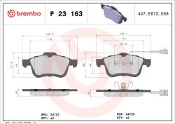 BREMBO Set Placute Frana, Frana Disc P23163 Chrysler Delta Fiat Doblo Lancia Delta Iii