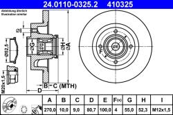 ATE Disc Frana 24.0110-0325.2 Renault Megane Ii/Scénic Ii (24.0110-0325.2)