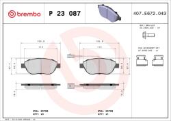 BREMBO Set Placute Frana, Frana Disc P23087 Abarth 500C / 595C / 695C Chrysler Delta (P23087)