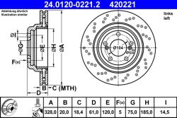 ATE Disc Frana 24.0120-0221.2 Bmw 3/Z4