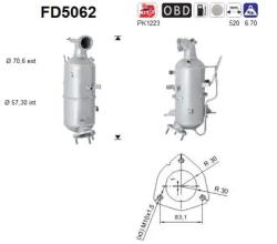 AS Filtru Funingine/Particule, Sist. De Esapament Fd5062 Chevrolet Captiva (FD5062)