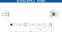 ATE Furtun Frana 24.5104-0378.3 Abarth 500 / 595 / 695/500C / 595C / 695C Fiat 500 (24.5104-0378.3)