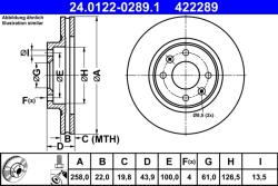 ATE Disc Frana 24.0122-0289.1 Dacia Logan Ii/Logan Mcv Ii/Sandero Ii Renault Clio Iv (24.0122-0289.1)
