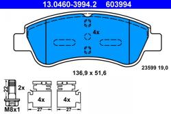 ATE Set Placute Frana, Frana Disc 13.0460-3994.2 Citroën Ami/C-Elysee/C2/C3 I/C3 Ii (13.0460-3994.2)