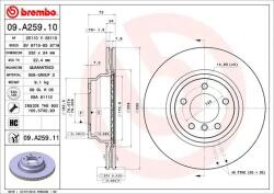 BREMBO Disc Frana 09. A259.11 Bmw 1/3/X1 Bmw (Brilliance) 3 Series (09.A259.11)